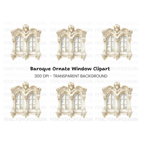 Elegant Baroque Window Clipart Bundle