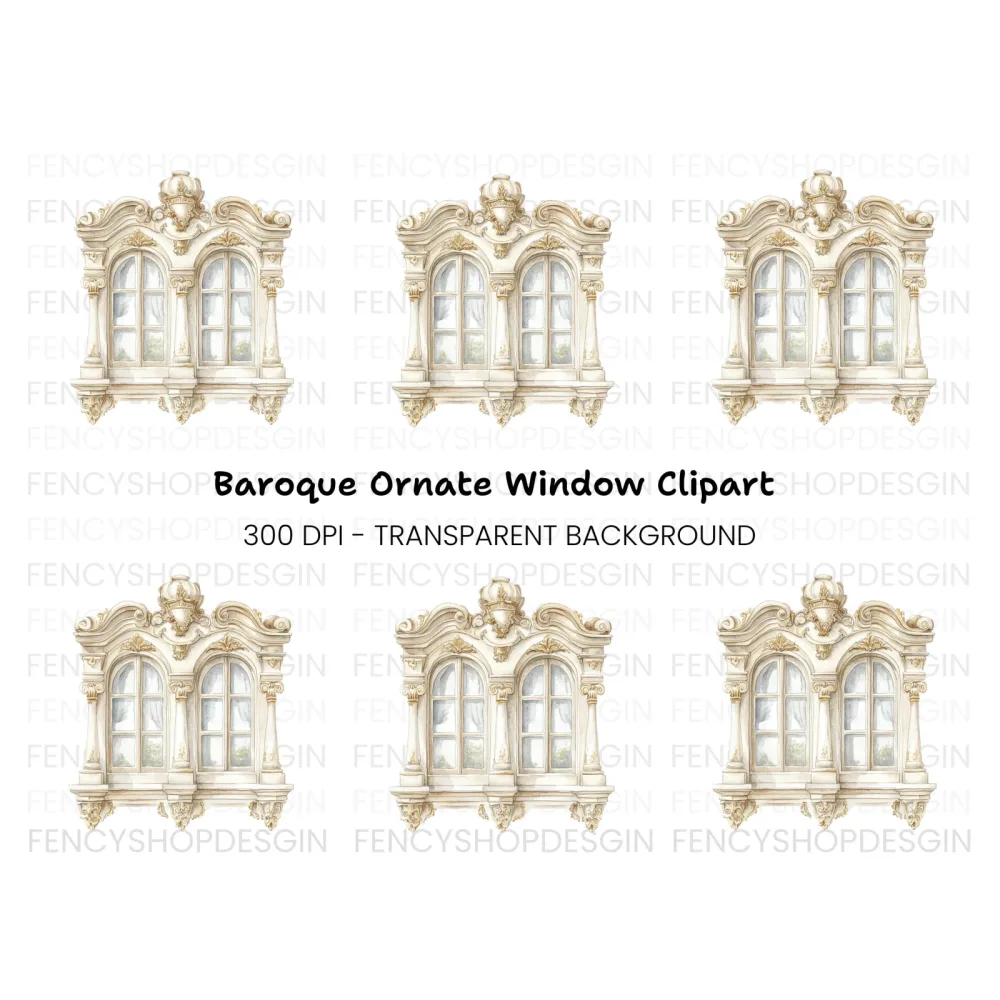 Elegant Baroque Window Clipart Bundle