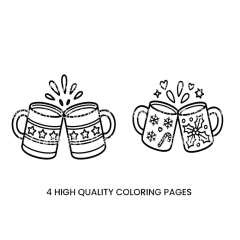 Christmas Mugs Cheers Coloring Books