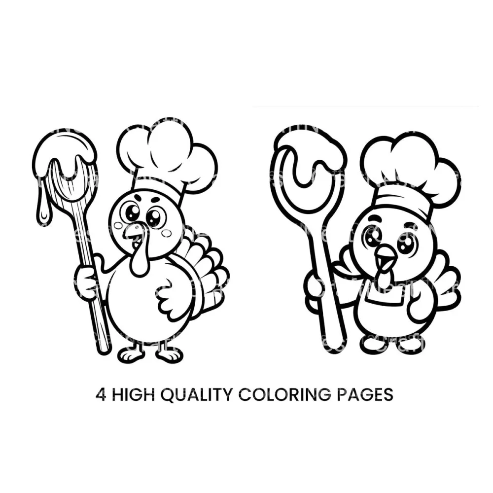 Cute Turkey Chef Coloring Books