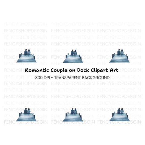 Romantic Couple on Dock Clipart Bundle