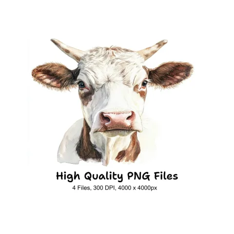 Cow Head Clipart Bundle