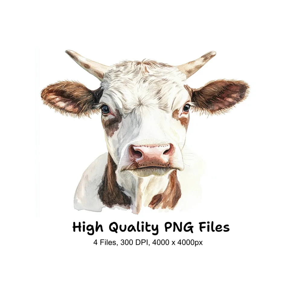 Cow Head Clipart Bundle
