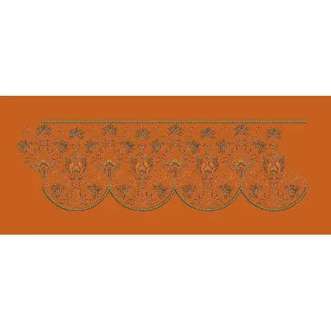 Intricate Lace Style Floral Scallop Border Embroidery Design