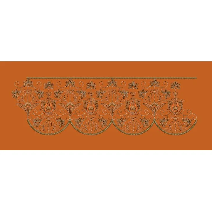 Intricate Lace Style Floral Scallop Border Embroidery Design