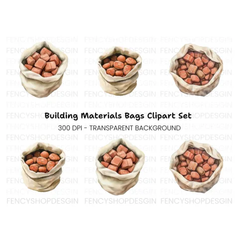 Rustic Clay Bricks and Stones Clipart Bundle
