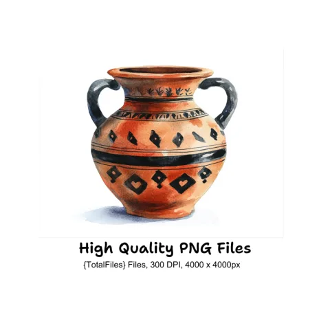 Terracotta Greek Vases Clipart Bundle