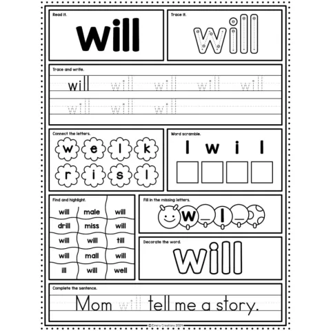 Primer Sight Word Worksheets