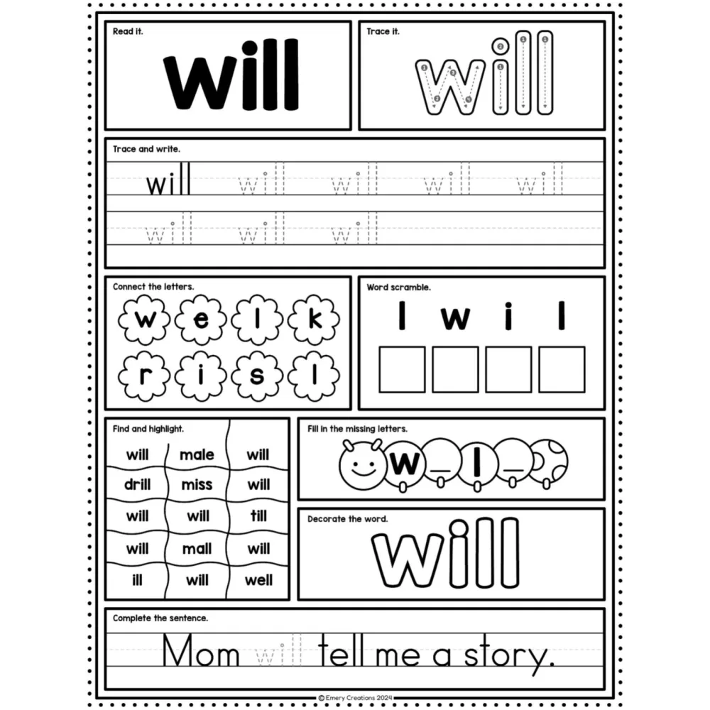 Primer Sight Word Worksheets