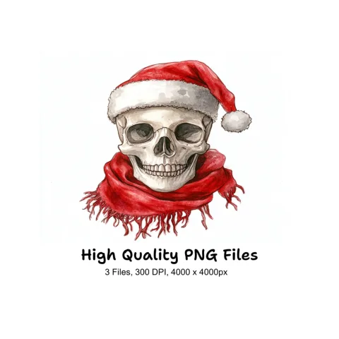 Santa Skulls with Scarves Clipart Bundle