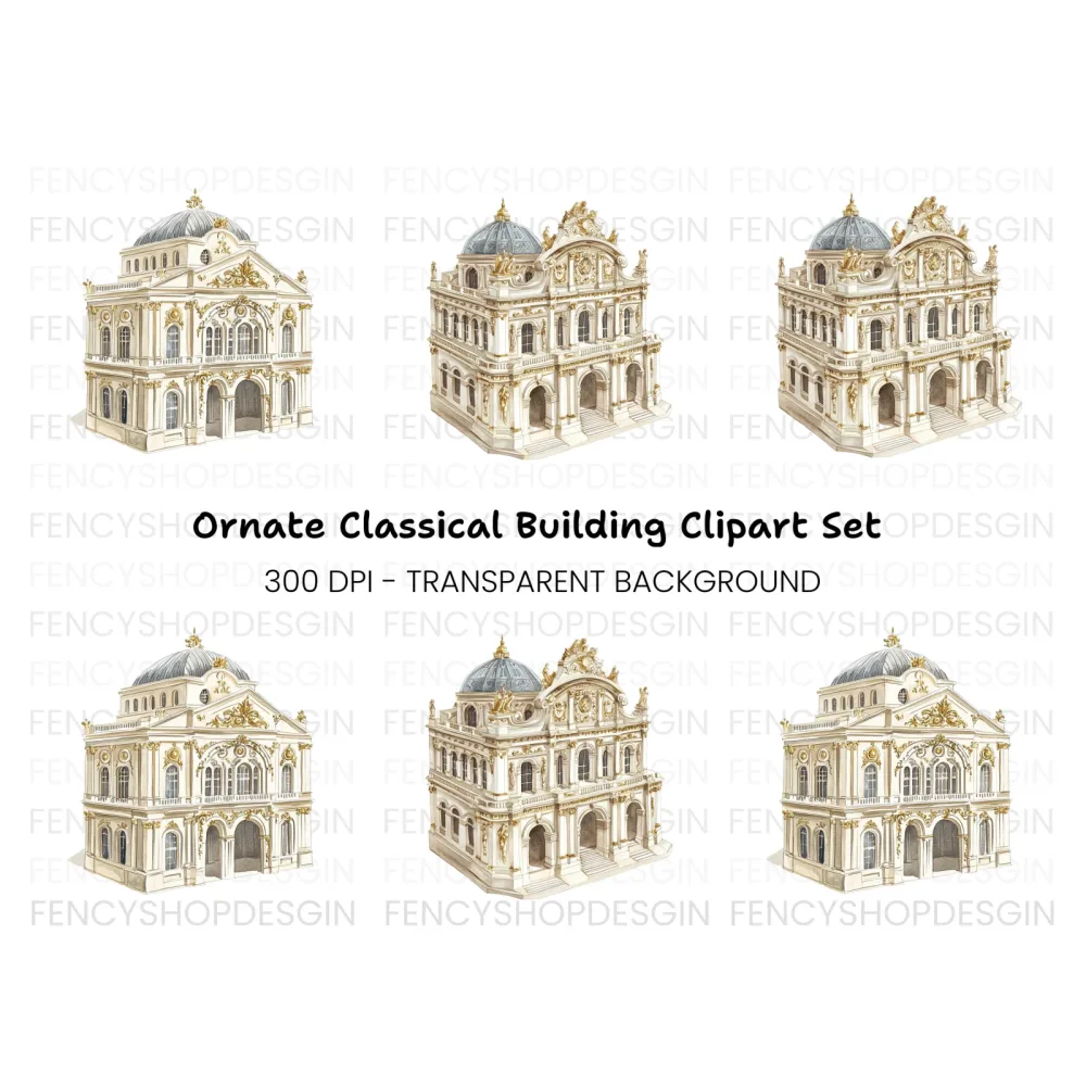 Baroque Palace Architecture Clipart Bundle