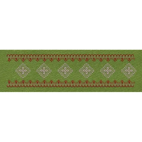 Floral Jacquard Woven Red & Green Embroidery Design