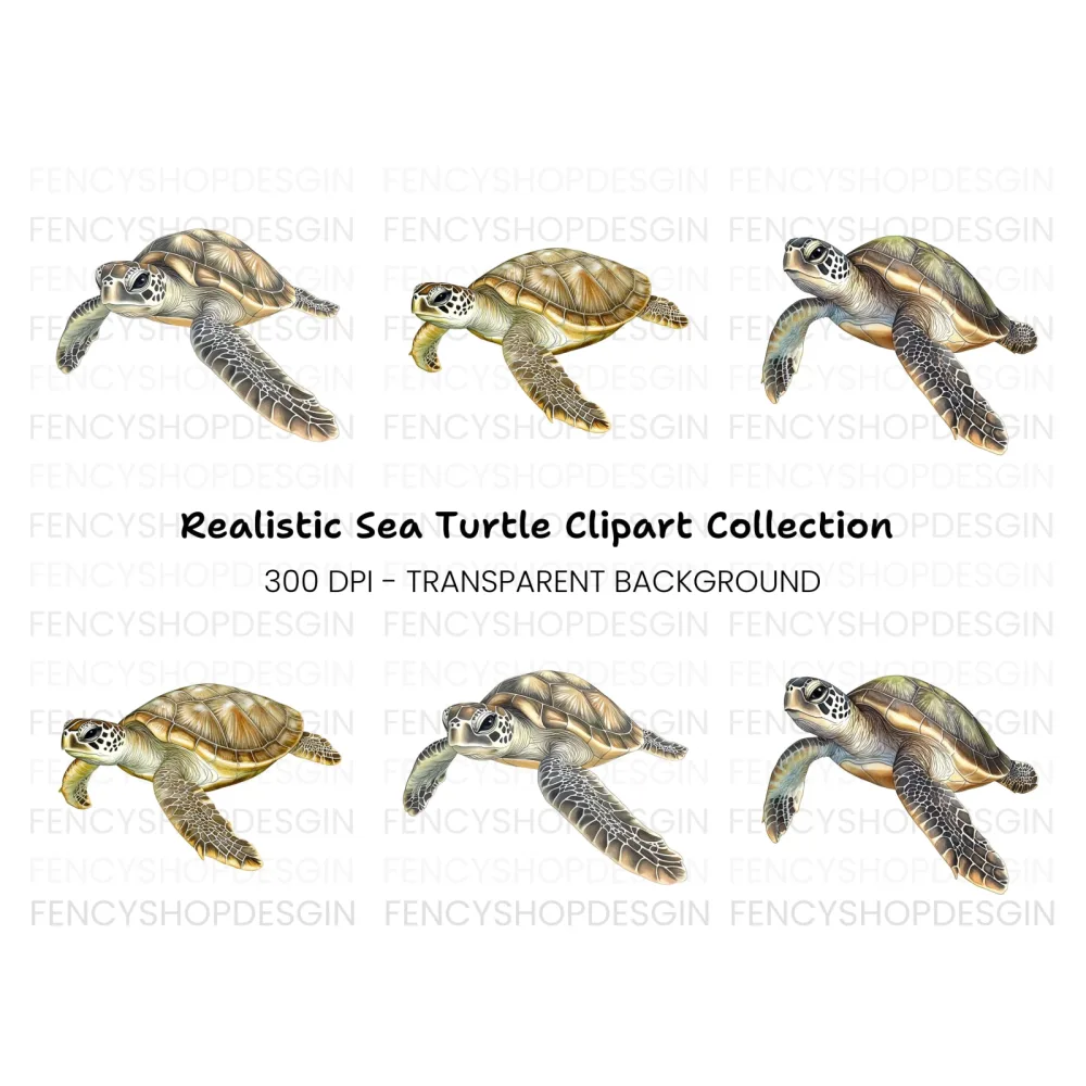 Green Sea Turtle Clipart Bundle