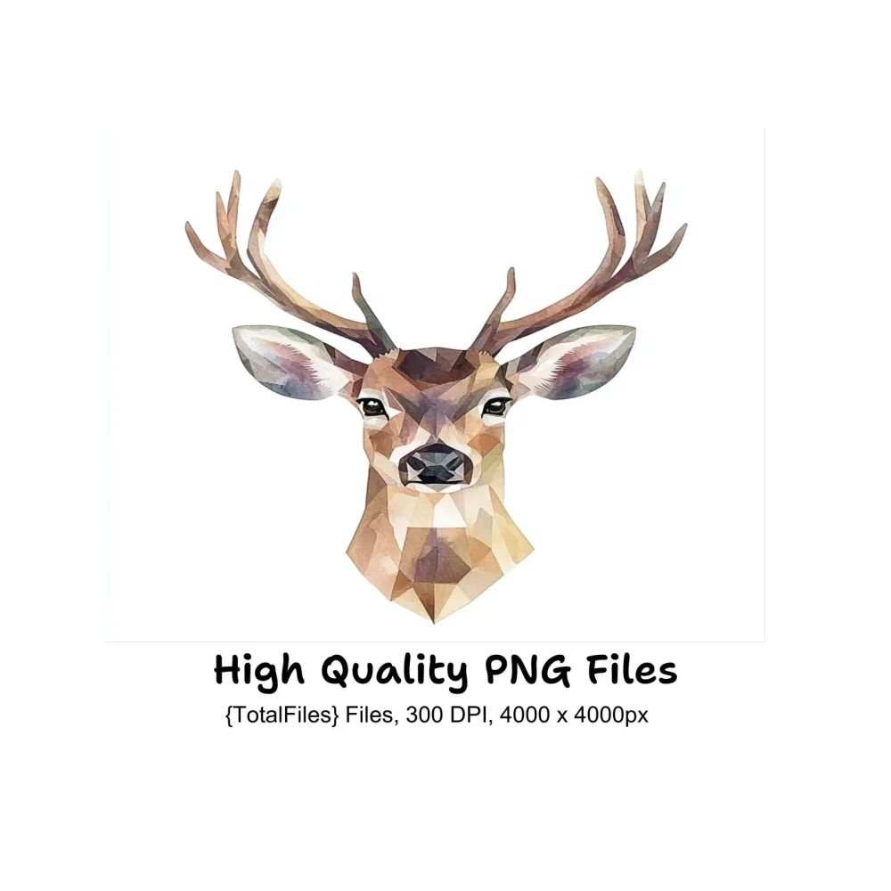 Geometric Deer Head Clipart Bundle