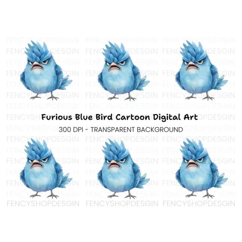 Furious Blue Bird Clipart Bundle