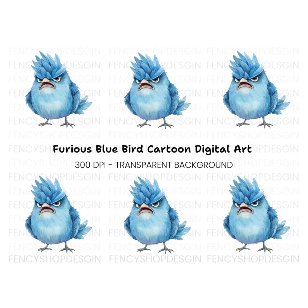 Furious Blue Bird Clipart Bundle
