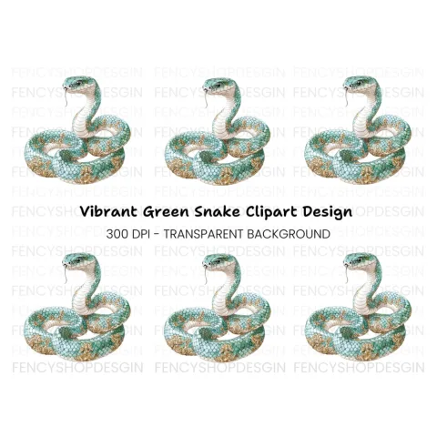 Elegant Teal Snake with Gold Ornaments Clipart Bundle