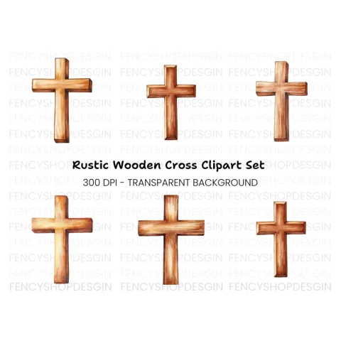 Wooden Crosses Clipart Bundle