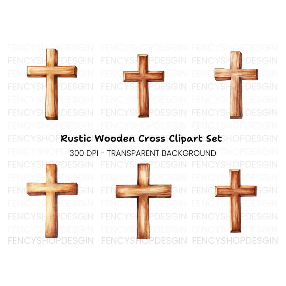 Wooden Crosses Clipart Bundle