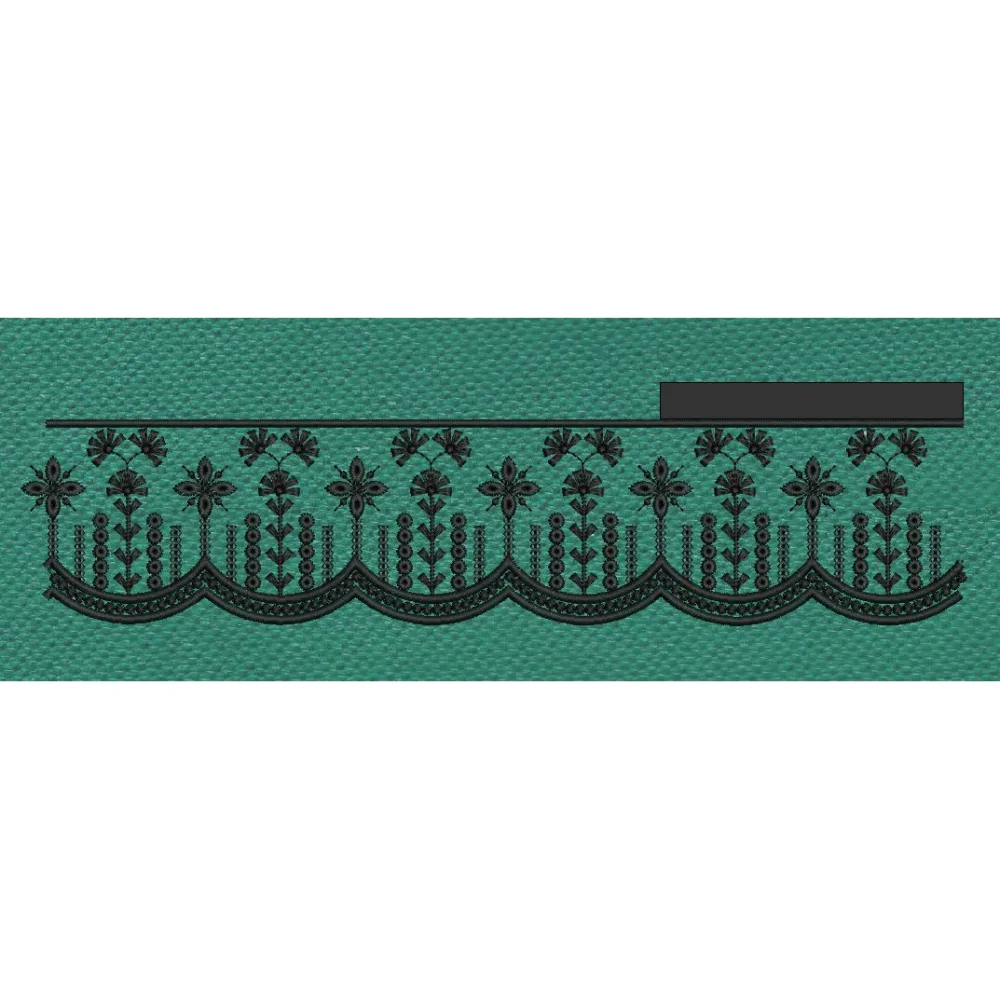 Floral Jacquard Woven Black Flower Embroidery Design