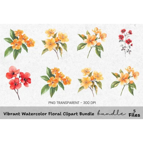 Vibrant Floral Clipart Bundle