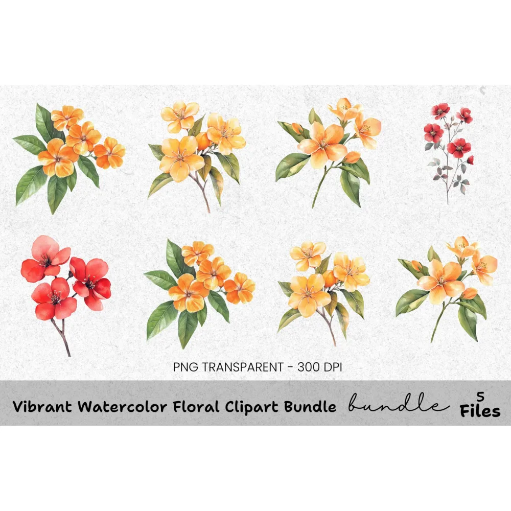Vibrant Floral Clipart Bundle
