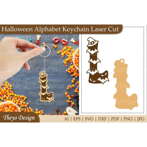 Halloween Keychain Alphabet SVG