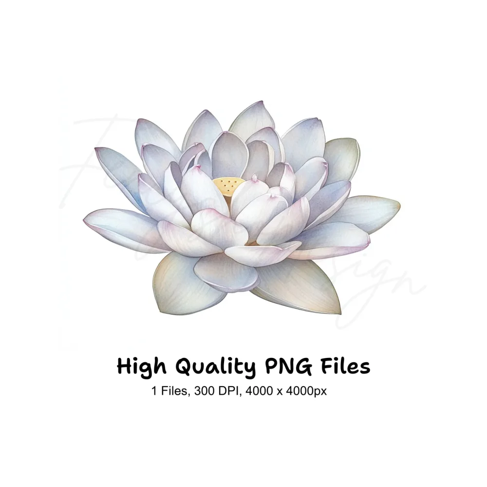 Graceful White Lotus Flower Clipart Bundle