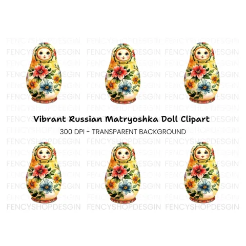 Traditional Russian Doll Floral Clipart Bundle