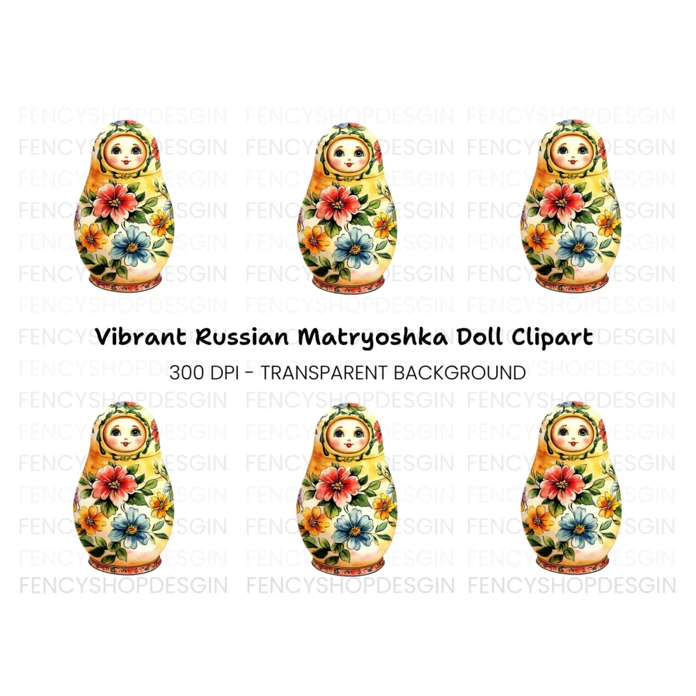Traditional Russian Doll Floral Clipart Bundle