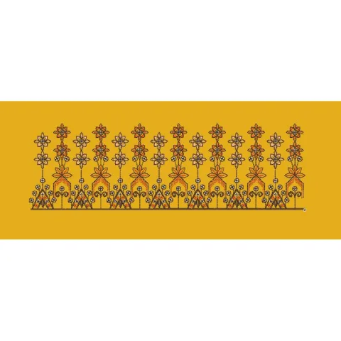 Floral Triangle Arch Border Yellow & Orange Embroidery Design