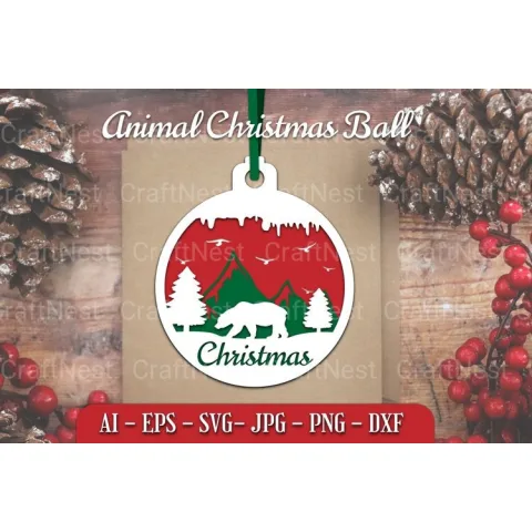 Animal Christmas Ball Papercut SVG Bundle