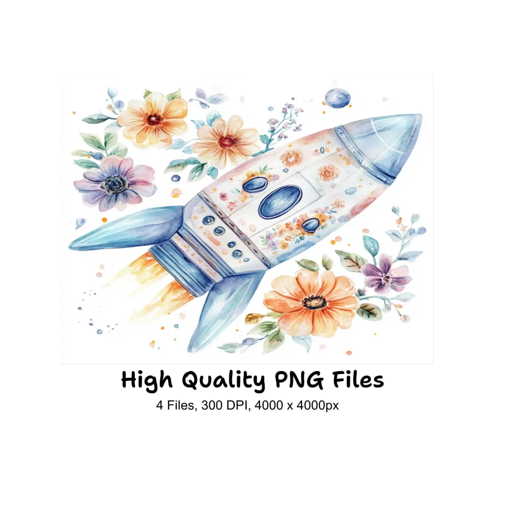 Floral Spacecraft Clipart Bundle
