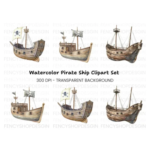 Pirate Ship Clipart Bundle