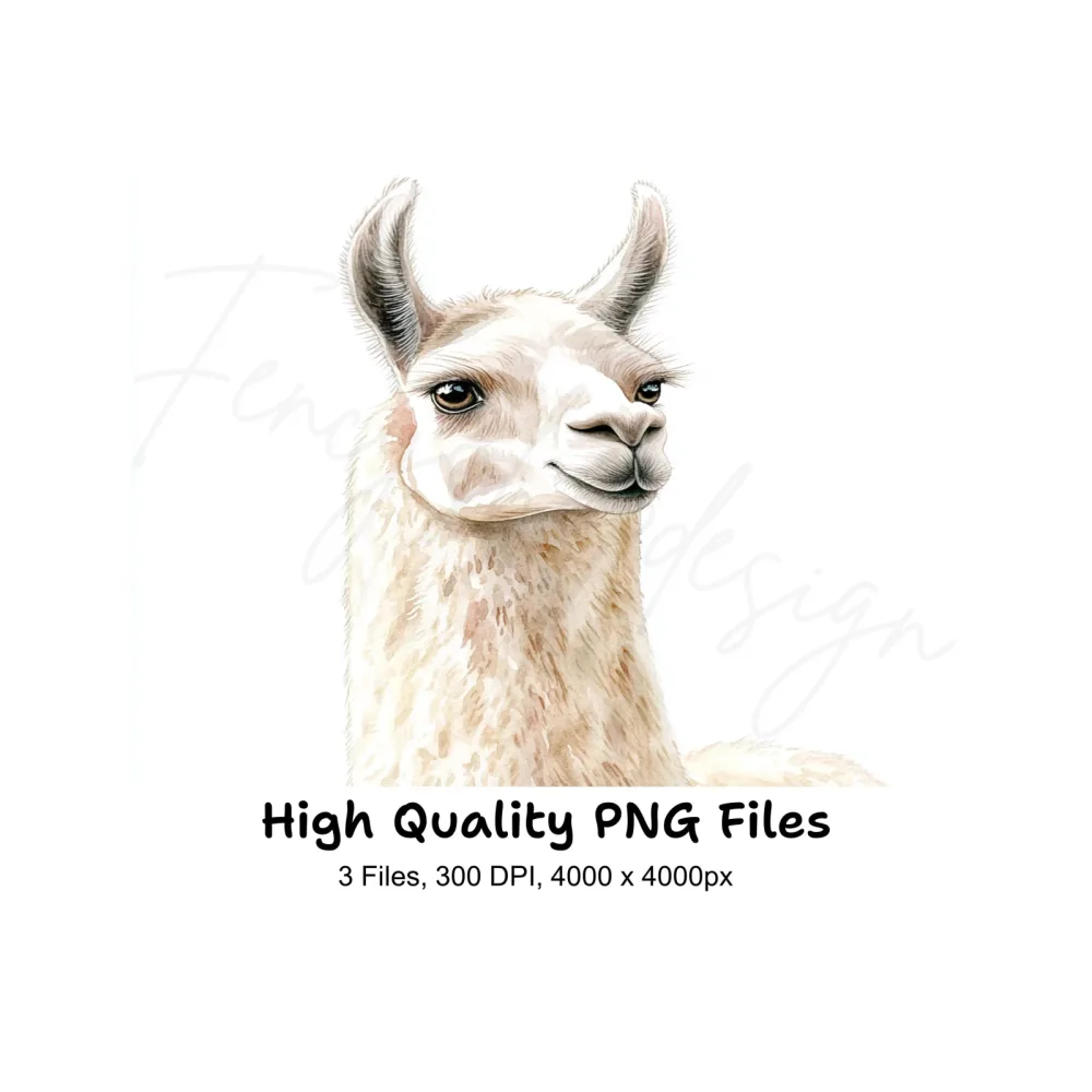 Cute Llama Faces Clipart Bundle