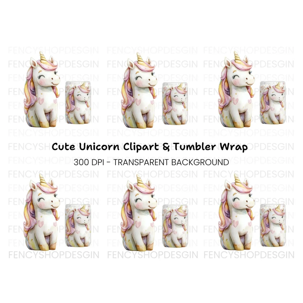 Cute Unicorn Clipart Bundle for Kids