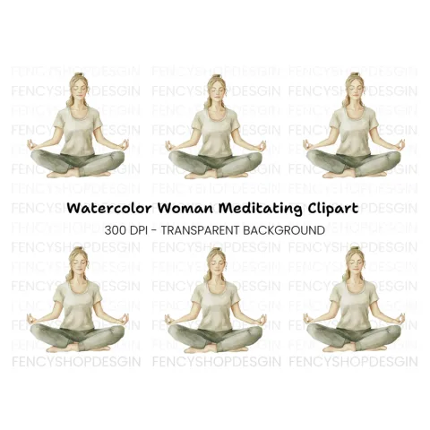 Woman Meditating Clipart Bundle