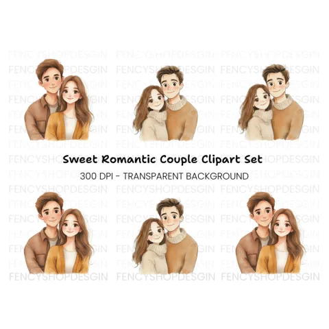 Cute Couple Romantic Clipart Bundle