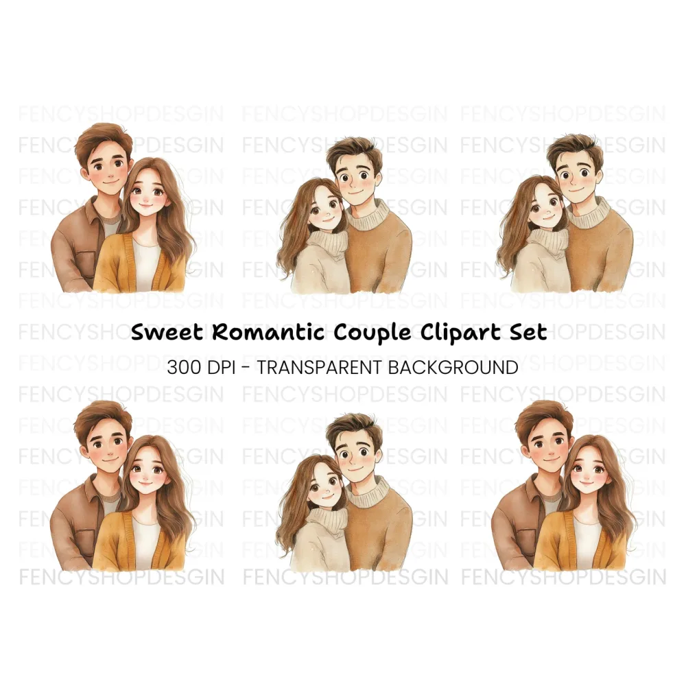 Cute Couple Romantic Clipart Bundle