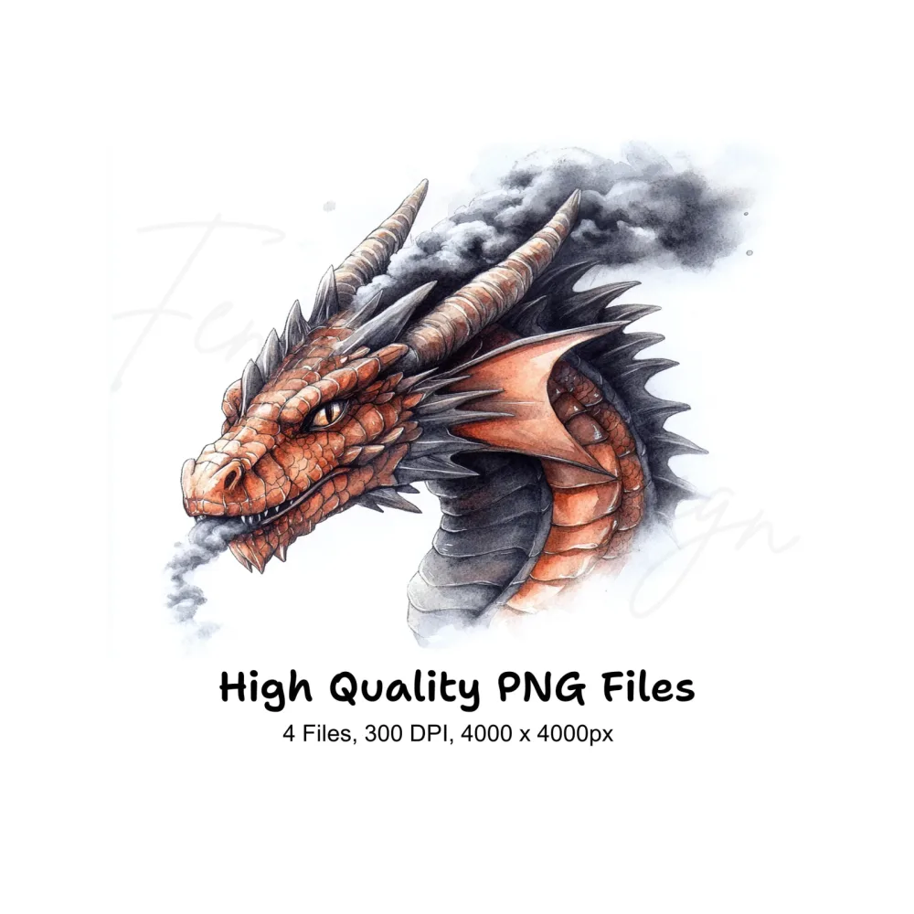Fierce Dragon Head Clipart Bundle