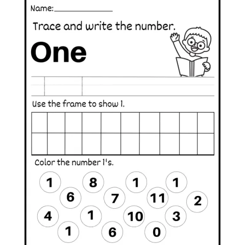Trace Write and Color Numbers Worksheets
