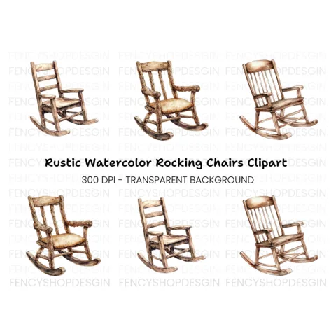 Vintage Rocking Chair Clipart Bundle