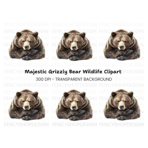 Grizzly Bear Majestic Brown Clipart Bundle