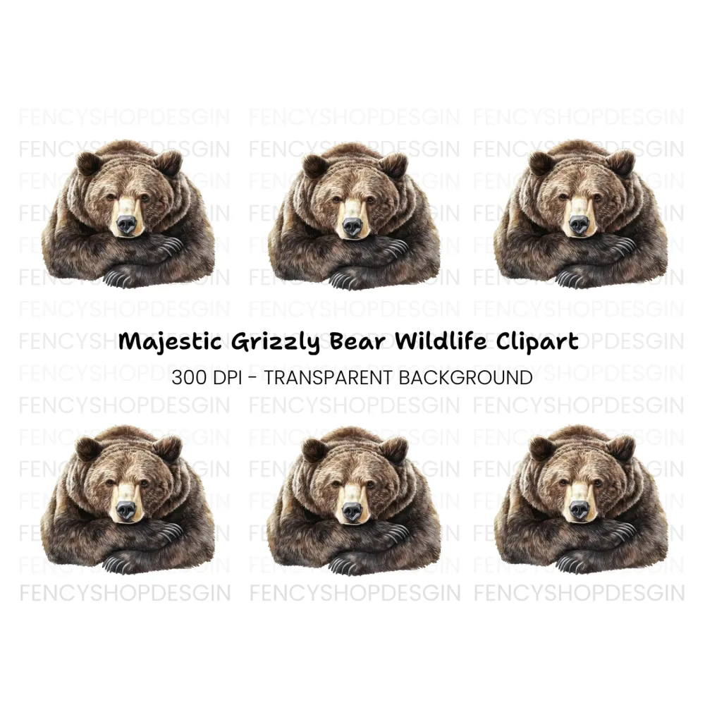 Grizzly Bear Majestic Brown Clipart Bundle