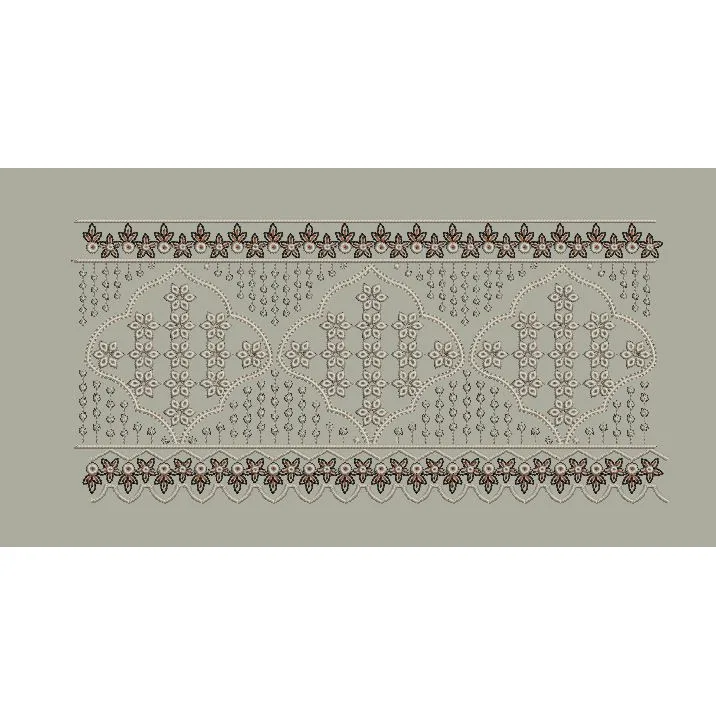Silver Petal Lattice Embroidery Design