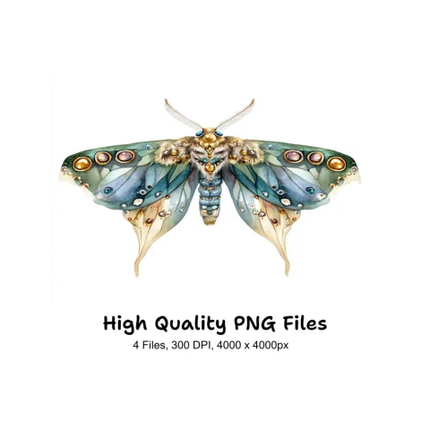 Jeweled Moth Clipart Bundle