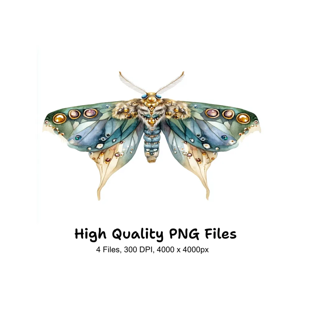 Jeweled Moth Clipart Bundle