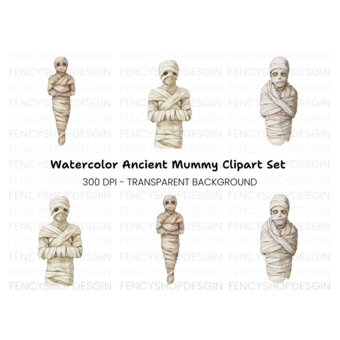 Spooky Mummy Character Clipart Bundle