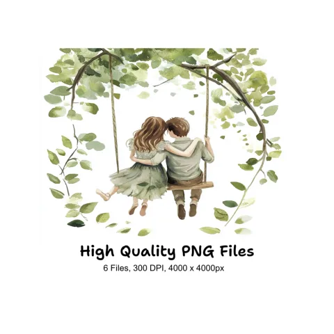 Couple Walking in Forest Clipart Bundle