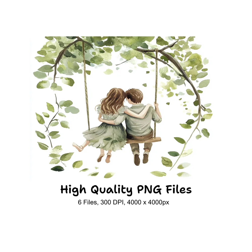 Couple Walking in Forest Clipart Bundle